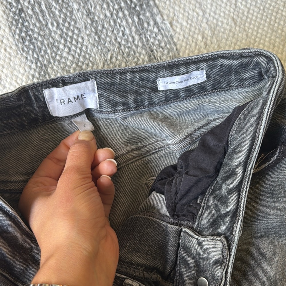 Frame Le One Crop Mini Boot Gray Denim Jeans - Picture 3 of 5